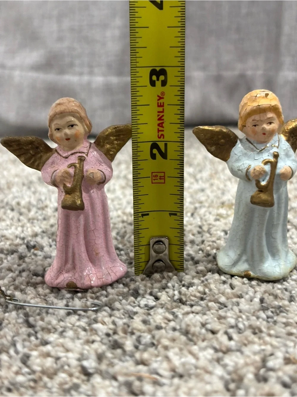 Vintage 1940s Paper Mache Angle Ornaments US Zone Western Germany Set of 3